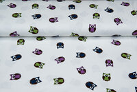 Baumwolljersey bedruckt little owl weiss