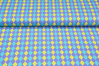 Baumwolljersey bedruckt diamonds gelb-lila