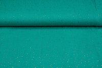 Baumwoll Musselin bedruckt glitzer gold emerald