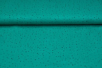 Baumwoll Musselin bedruckt little dots with foil emerald