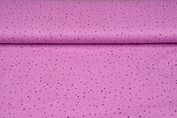 Baumwoll Musselin bedruckt little dots with foil fuchsia