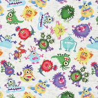 Alpenfleece bedruckt funny monsters hellgrau