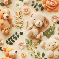 Alpenfleece bedruckt cuddly bears beige