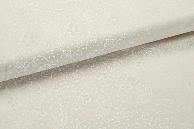 Futterstoff Jacquard Paisley Flower VO40 beige