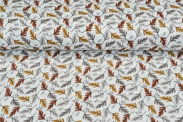 Baumwoll Musselin bedruckt glatt multi leaf rost