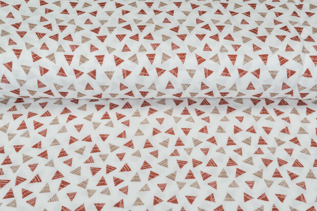 Baumwoll Musselin bedruckt glatt triangle rost-taupe