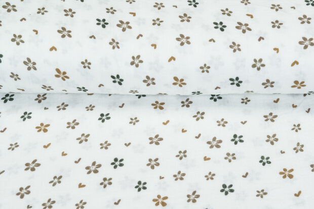 Baumwoll Musselin bedruckt Flower braun