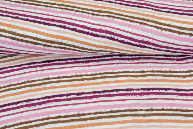 Baumwoll Musselin bedruckt smal stripes lila