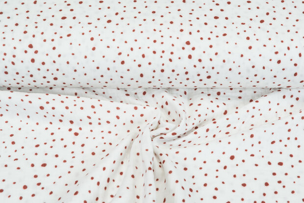 Baumwoll Musselin bedruckt Dots rost