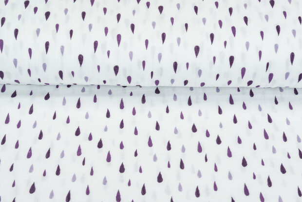 Baumwoll Musselin bedruckt Raindrops lila