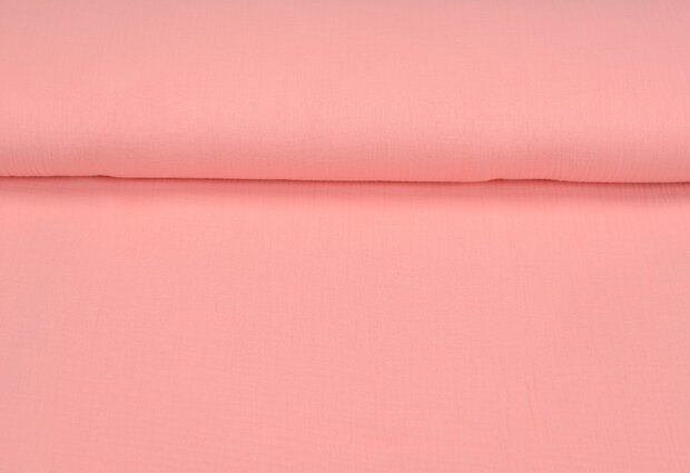 Baumwoll Musselin uni lachsrosa
