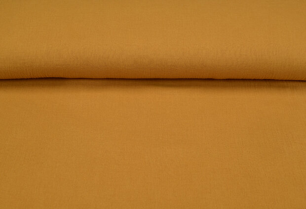 Baumwoll Musselin uni dunkel ockergelb
