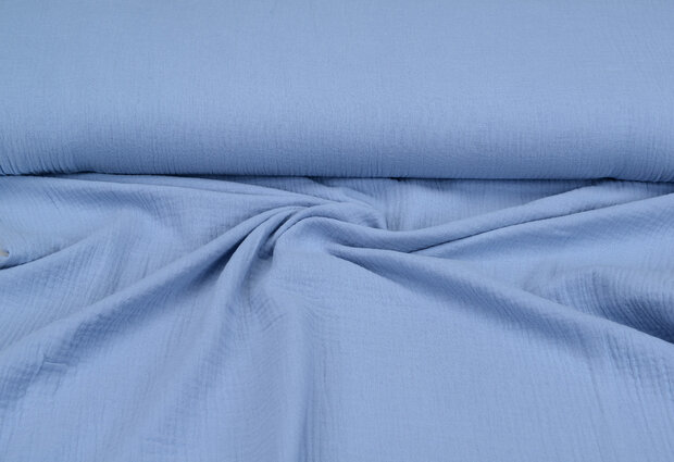 Baumwoll Musselin uni blau-grau