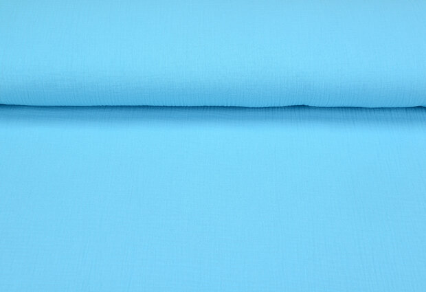 Baumwoll Musselin uni leuchtend aquablau