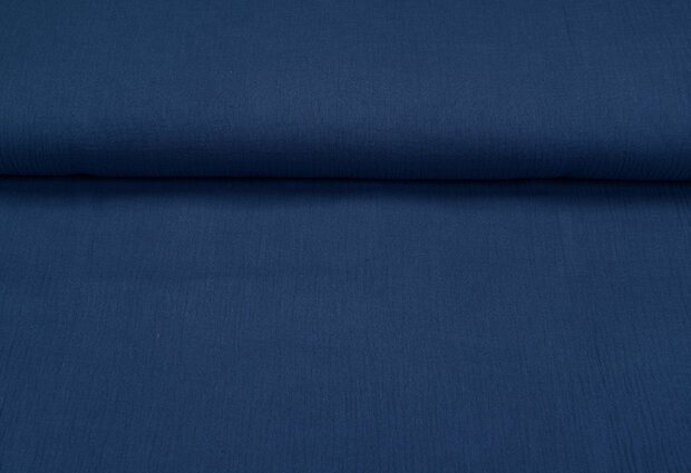 Baumwoll Musselin uni metalblau