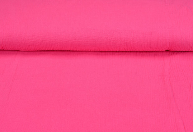 Baumwoll Musselin uni fluo pink