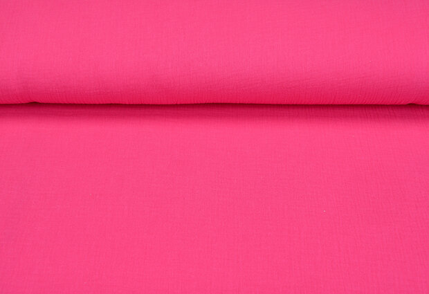Baumwoll Musselin uni fluo pink 1