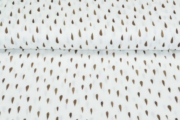 Baumwoll Musselin bedruckt Raindrops dunkelbraun