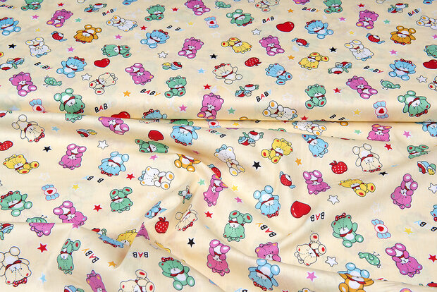 Baumwoll Popeline Bedruckt baby bears hellgelb