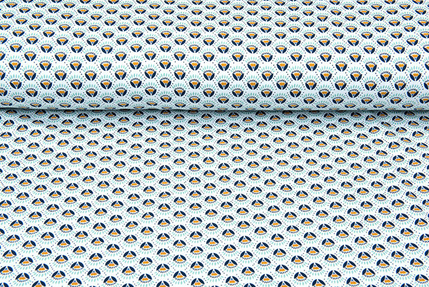 Baumwolljersey bedruckt calyx mint-blau