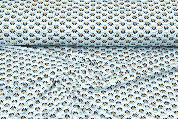 Baumwolljersey bedruckt calyx mint-blau