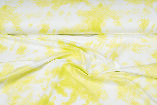 French Terry bedruckt clouds hellgr&uuml;n-gelb