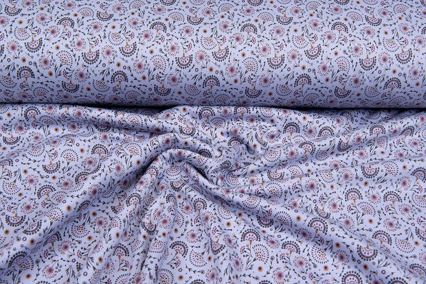 Alpenfleece bedruckt little flowers lilac