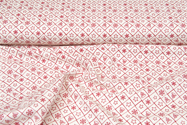 Baumwoll Popeline Bedruckt Weihnachten symbols ecru