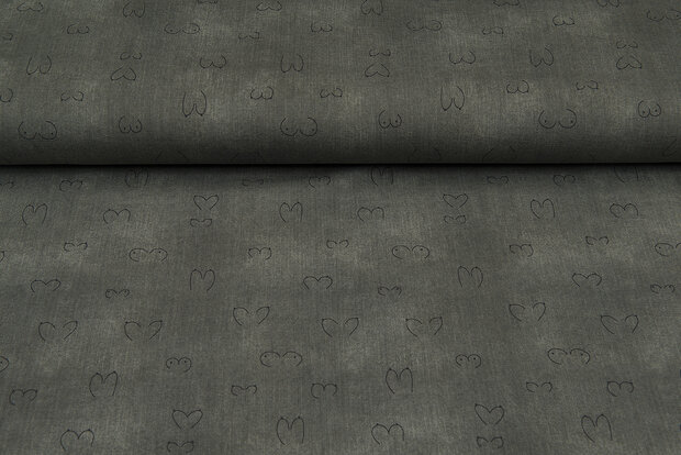 Baumwolljersey bedruckt jeanslook breasts dunkelgr&uuml;n