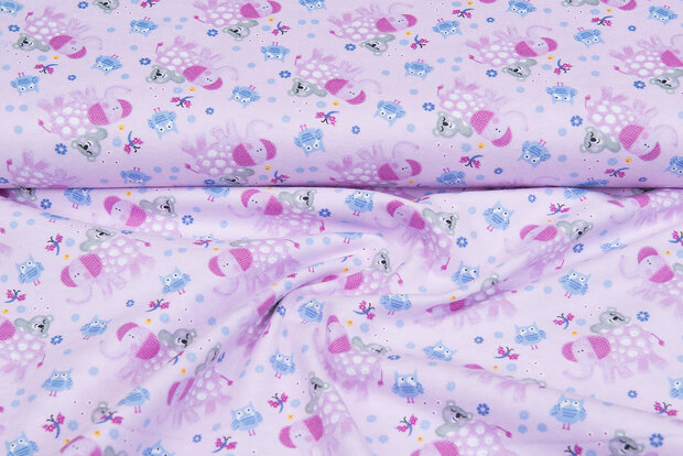 Flanellstoff elephants hellrosa