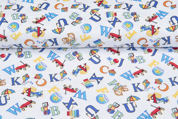 Flanellstoff letters weiss