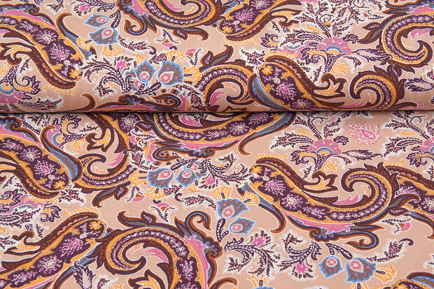 Viskose Jersey bedruckt bohemian paisley poplin stretch altrosa