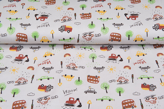 Baumwolljersey bedruckt traffic dunkelsand