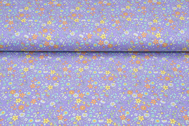 Baumwolljersey bedruckt little floral flieder