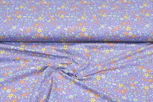 Baumwolljersey bedruckt little floral flieder