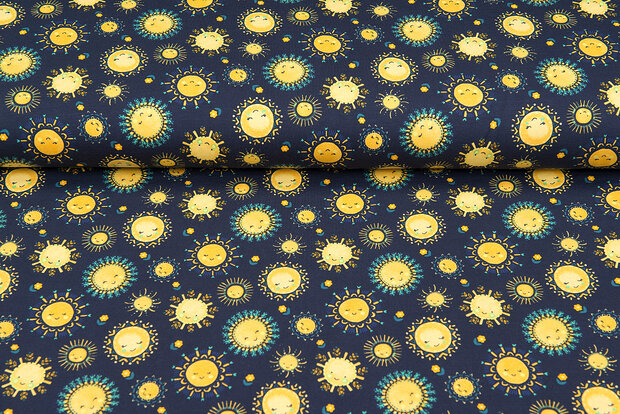 Baumwolljersey bedruckt sunshine dunkelblau