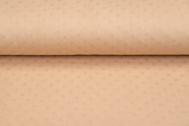Baumwoll Musselin bedruckt bedrukt Foil Drops dunkelbeige-gold