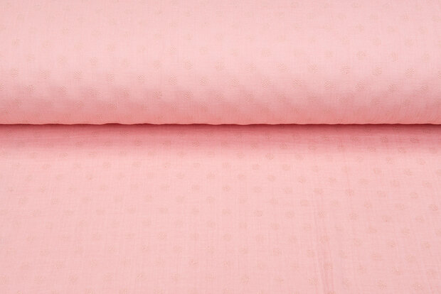 Baumwoll Musselin bedruckt bedrukt Foil Drops lachsrosa-gold