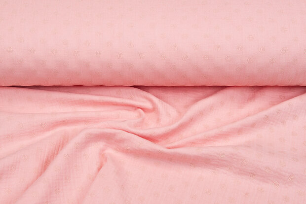 Baumwoll Musselin bedruckt bedrukt Foil Drops lachsrosa-gold