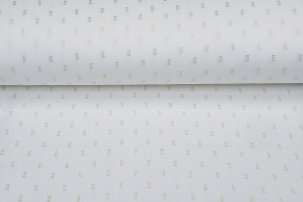 Baumwoll Musselin bedruckt bedrukt Foil Rectangle ecru-gold