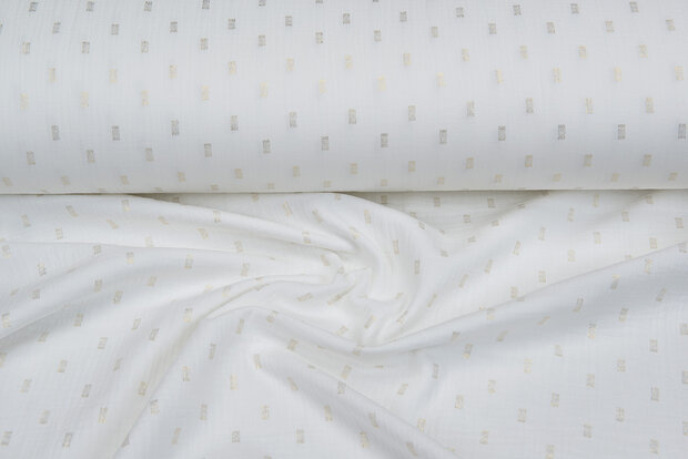 Baumwoll Musselin bedruckt bedrukt Foil Rectangle ecru-gold