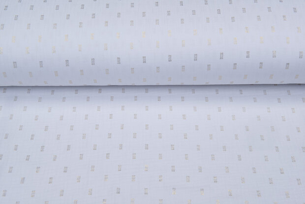 Baumwoll Musselin bedruckt bedrukt Foil Rectangle weiss-gold