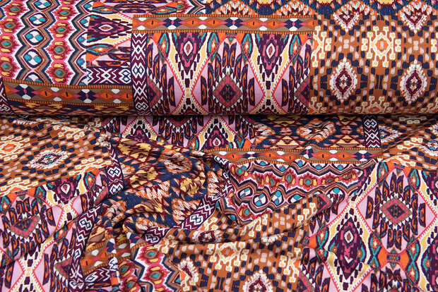 Viskose Jersey bedruckt multi patchwork rost