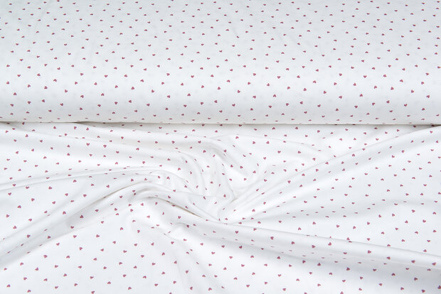 Baumwolljersey bedruckt mini hearts ecru - altrosa