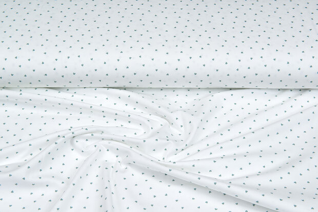 Baumwolljersey bedruckt mini hearts ecru - altgr&uuml;n