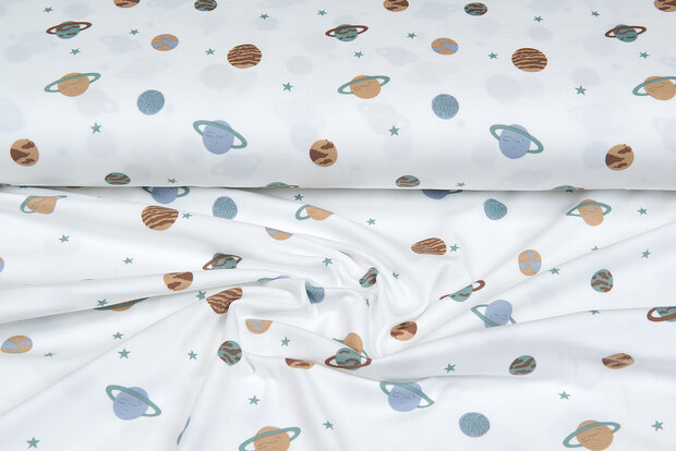 Baumwolljersey bedruckt mini astro world ecru - altgr&uuml;n