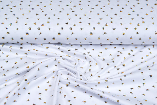 Baumwolljersey bedruckt mini bee weiss