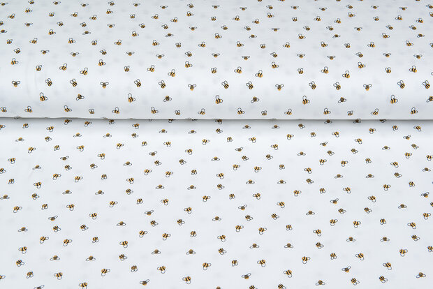 Baumwolljersey bedruckt mini bee ecru - off-white