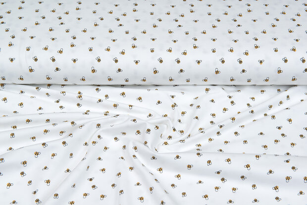 Baumwolljersey bedruckt mini bee ecru - off-white