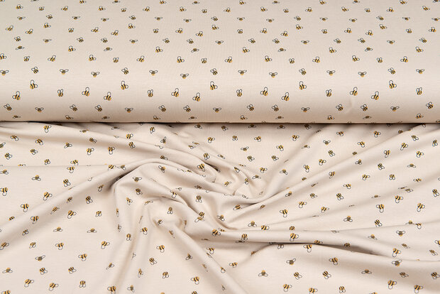 Baumwolljersey bedruckt mini bee sand